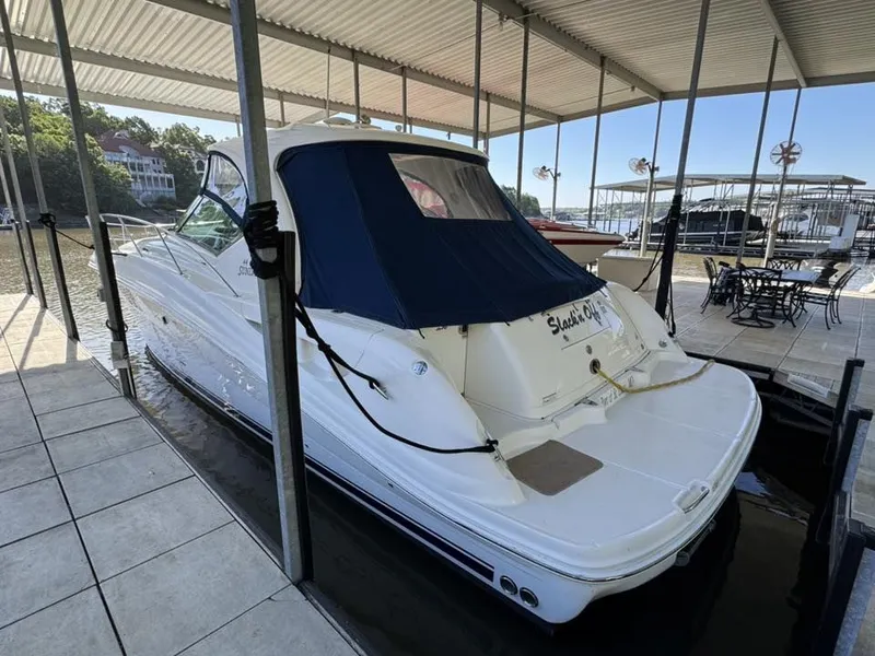 Slide: The Image of 2008 Sea Ray 44 Sundancer yacht docked at marina. - 11