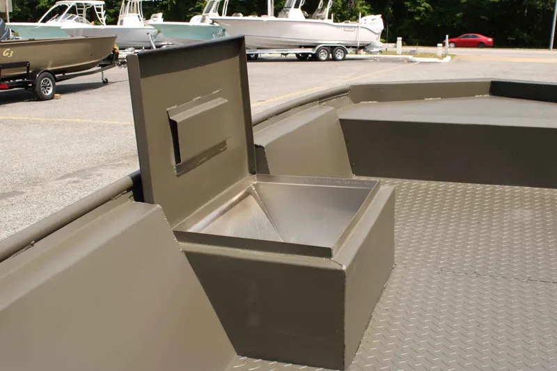 Slide: The Image of WeldBilt 1448V 2026 boat with storage compartment and non-slip flooring. - 12