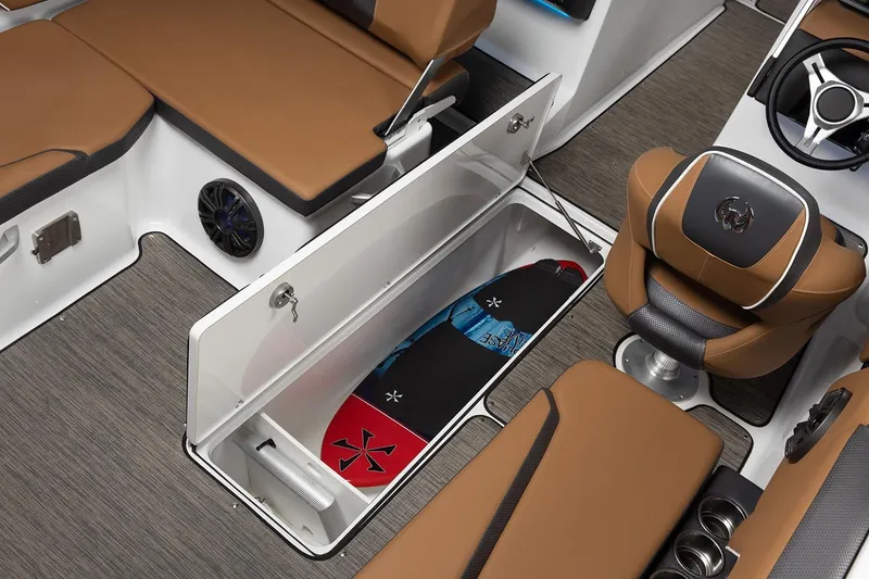 Slide: The Image of Interior of 2021 Scarab 285 ID with storage and seating. - 30