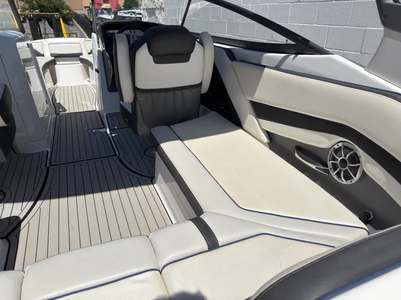 Slide: The Image of Interior of a 2020 Yamaha Boats 242S with sleek seating. - 7