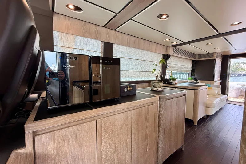 Slide: The Image of Luxurious interior of 2020 Azimut Magellano 66 yacht with modern amenities and elegant design. - 46