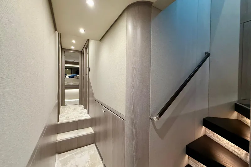 Slide: The Image of Interior hallway of 2020 Azimut Magellano 66 yacht with modern design and lighting. - 62