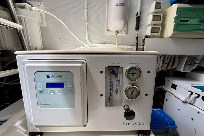 Slide: The Image of Water filtration system on a 2020 Azimut Magellano 66 yacht, featuring Blue Water Desalination controls. - 90