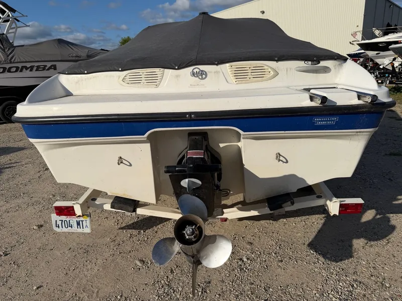 Slide: The Image of Rear view of a 2006 Bayliner 185 Sport boat on a trailer. - 3