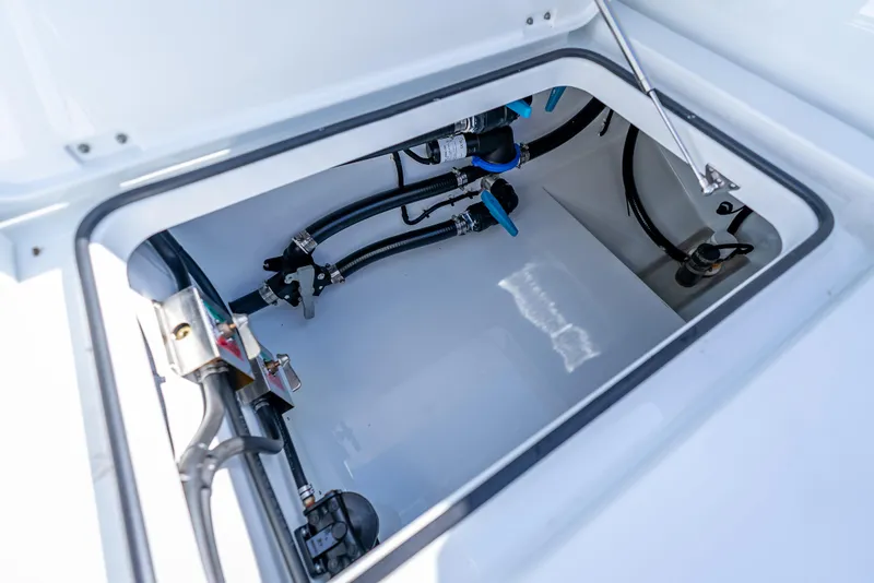 Slide: The Image of Freeman 35 2025 boat compartment with pipes and valves. - 12