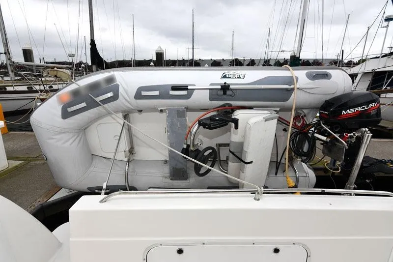 Slide: The Image of Inflatable boat with Mercury motor on 2001 Bayliner 3788 Command Bridge Motoryacht. - 5