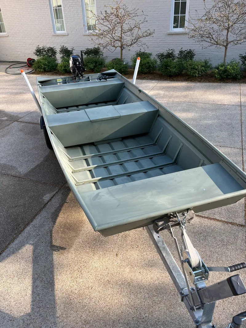 Slide: The Image of 2022 Polar Kraft DKJ1648-15 aluminum boat on trailer. - 3