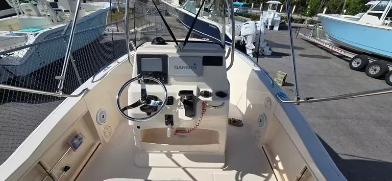 Slide: The Image of Interior view of a 2021 Grady-White Fisherman 180 boat with Garmin controls. - 7