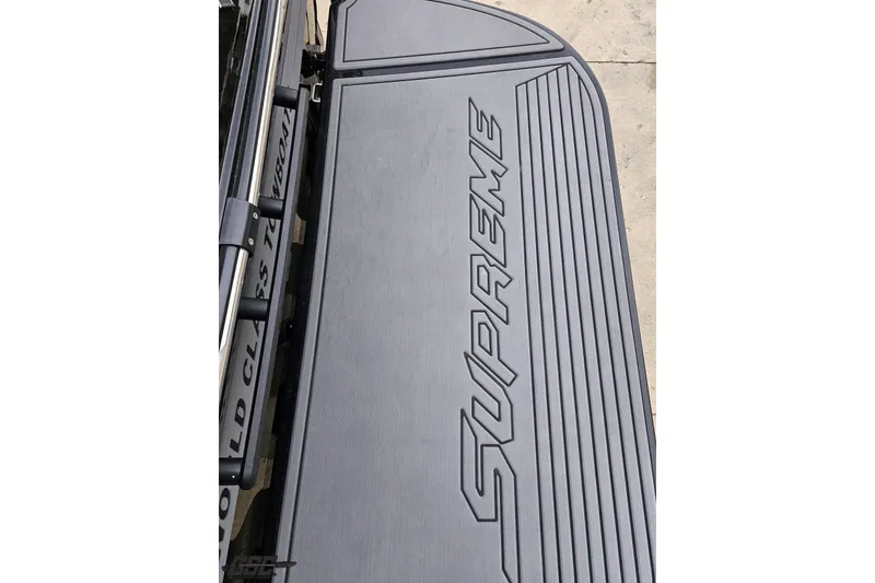 Slide: The Image of 2018 Supreme S226 boat platform with embossed logo and sleek design. - 37