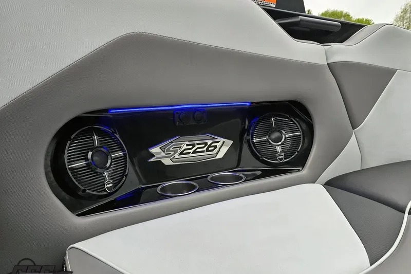 Slide: The Image of Interior of 2018 Supreme S226 boat with sleek speakers and modern design. - 51