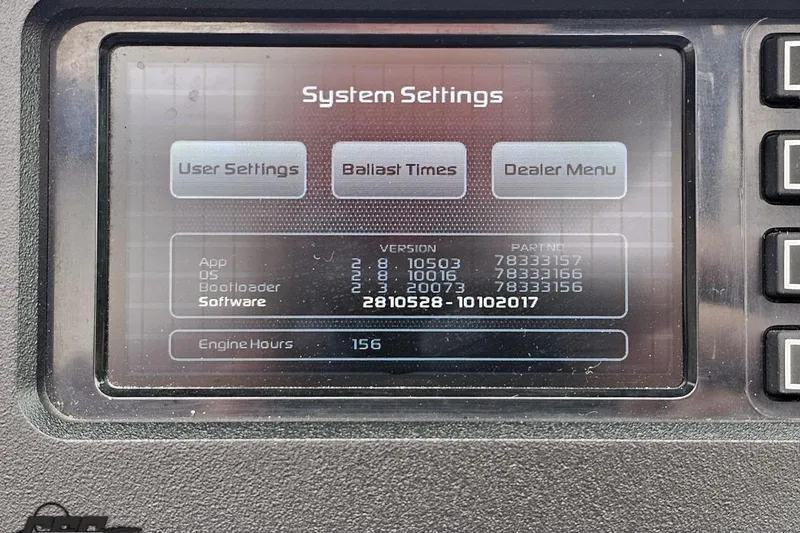 Slide: The Image of 2018 Supreme S226 system settings display showing software version and engine hours. - 67