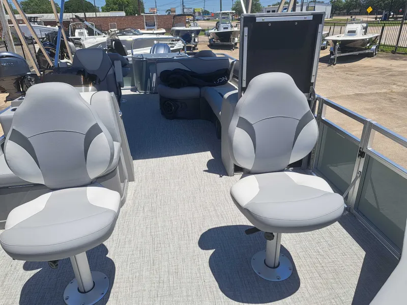 Slide: The Image of Interior of Avalon Venture 85 Quad Fish 2026 with gray seats. - 9