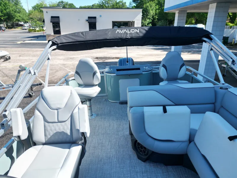 Slide: The Image of Interior of 2026 Avalon Venture 85 Quad Fish with gray seating. - 12