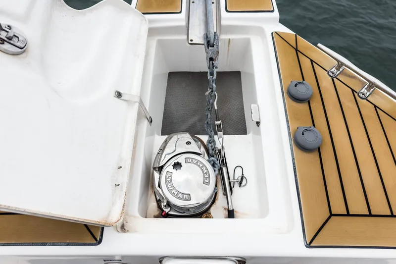 Slide: The Image of Anchor compartment of 2011 Mainship 395 Trawler with Lewmar windlass system. - 21