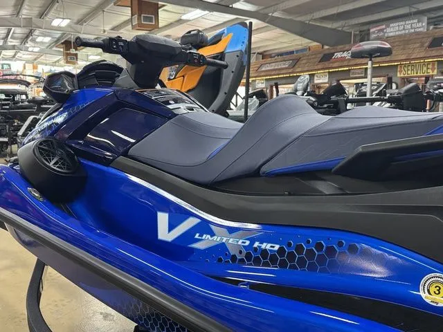 Slide: The Image of 2026 Yamaha WaveRunner VX Limited HO in a showroom. - 3