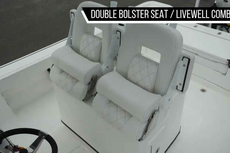 Slide: The Image of Double bolster seat on 2026 Blazer Bay Makaira 2800 boat, featuring livewell combination. - 7