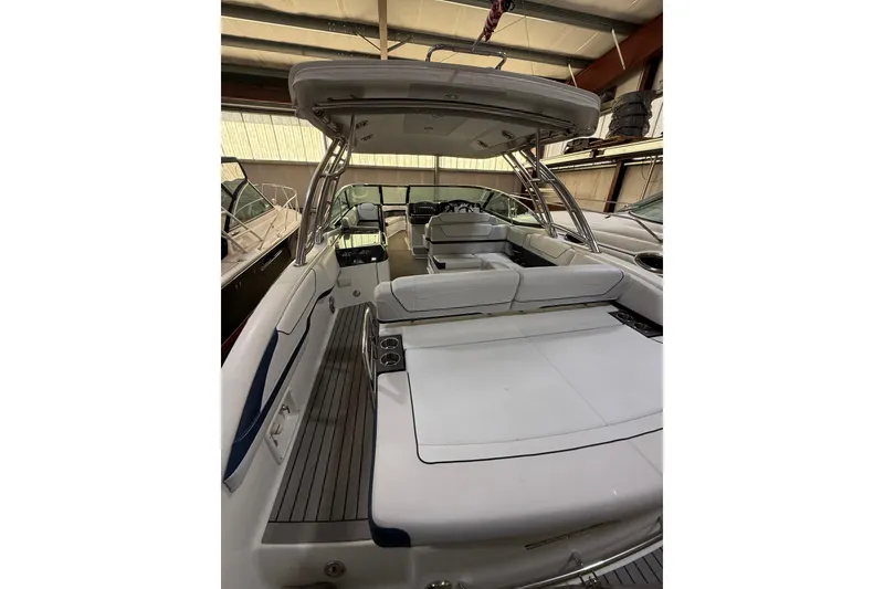 Slide: The Image of 2016 Formula 350 Crossover Bowrider interior with spacious seating and sleek design. - 11