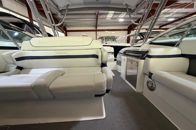 Slide: The Image of 2016 Formula 350 Crossover Bowrider interior with luxurious seating and modern design. - 17