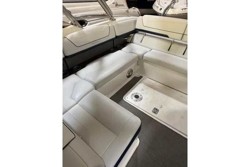 Slide: The Image of 2016 Formula 350 Crossover Bowrider interior with spacious seating and sleek design. - 20