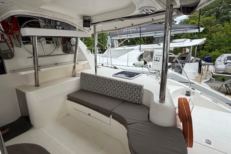 Slide: The Image of Spacious deck of a 2007 Leopard 46 yacht with comfortable seating and modern amenities. - 29