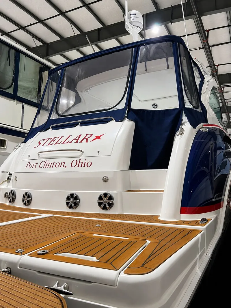 Slide: The Image of 2011 Formula 45 Yacht docked in Port Clinton, Ohio. - 2