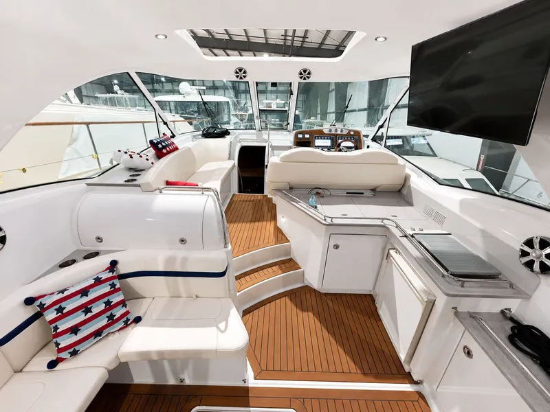 Slide: The Image of Interior of a 2011 Formula 45 Yacht with elegant furnishings. - 6