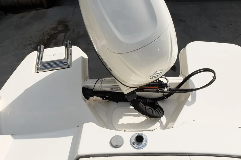 Slide: The Image of 2020 Stingray 191 DC boat engine and ladder on deck. - 24