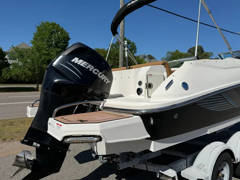 Slide: The Image of 2015 Sea Ray 220 Sundeck OB with Mercury outboard motor. - 2