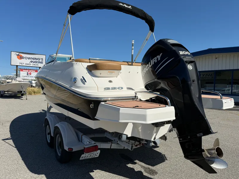 Slide: The Image of 2015 Sea Ray 220 Sundeck OB boat with Mercury engine. - 3