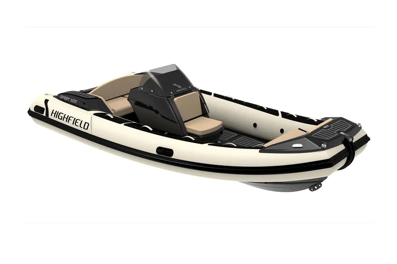 Slide: The Image of Manufacturer Provided Image: 2025 Highfield Sport 520 inflatable boat, sleek design, beige and black color scheme. - 9