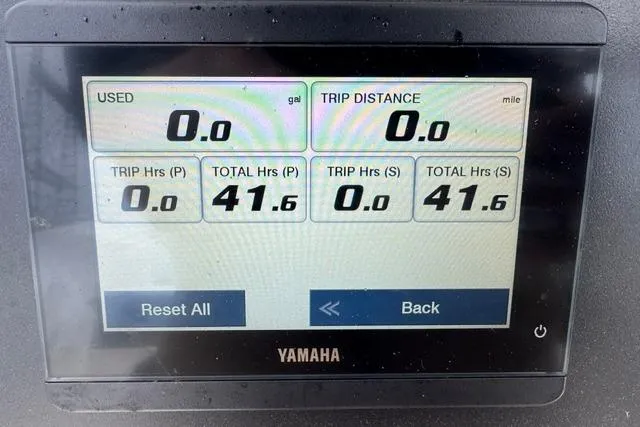Slide: The Image of Yamaha display showing trip data on 2025 Robalo R250 Center Console boat. - 6
