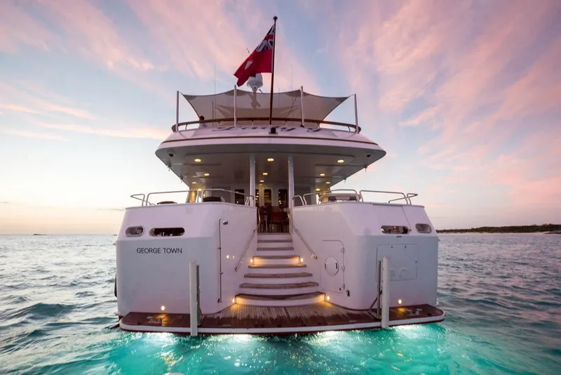 Slide: The Image of Luxurious 1997 Palmer Johnson Semi-Displacement yacht at sunset, George Town. - 24