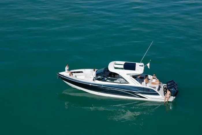 Slide: The Image of 2026 Formula 360 Crossover Bowrider OB on calm water. - 9
