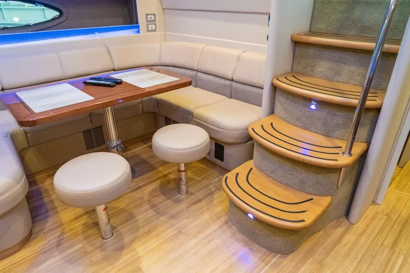 Slide: The Image of Luxurious interior of 2016 Formula 45 Yacht with elegant seating and wooden staircase. - 42