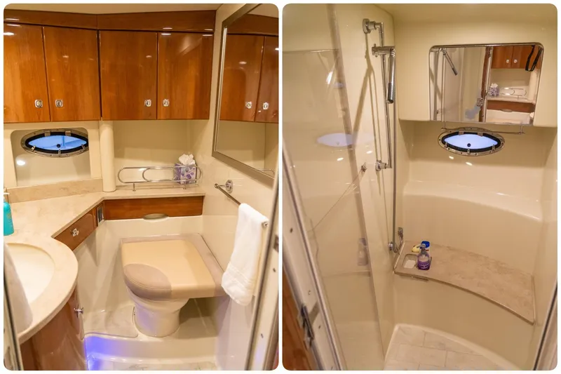 Slide: The Image of Luxurious bathroom on 2016 Formula 45 Yacht with wood cabinetry and modern shower. - 56