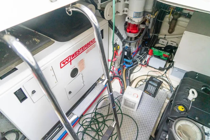 Slide: The Image of Engine room of 2016 Formula 45 Yacht with Westerbeke generator and wiring. - 67