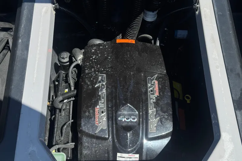 Slide: The Image of 2022 Moomba Max engine compartment featuring Raptor 400 Indmar engine. - 21