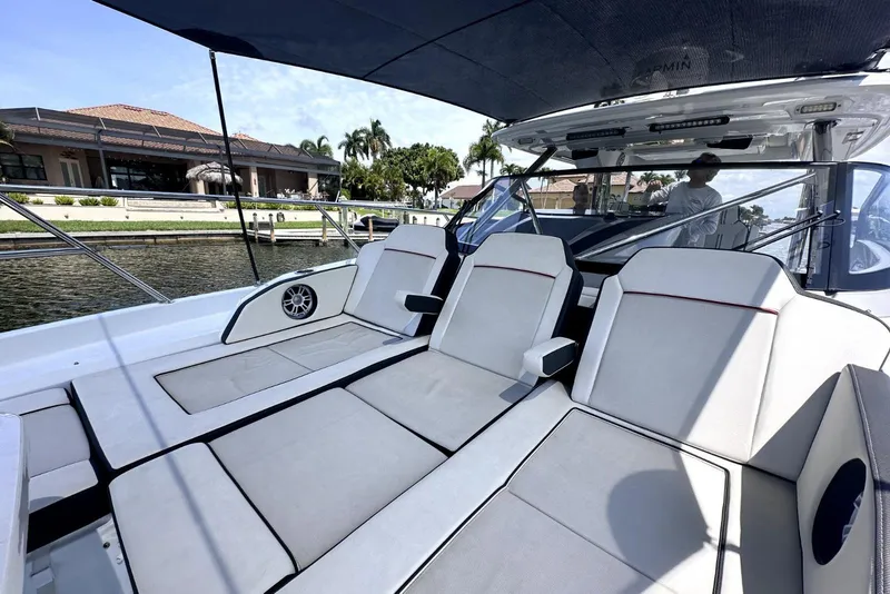 Slide: The Image of Luxurious 2022 Jeanneau Leader 12.5 WA boat with spacious seating and modern design. - 11