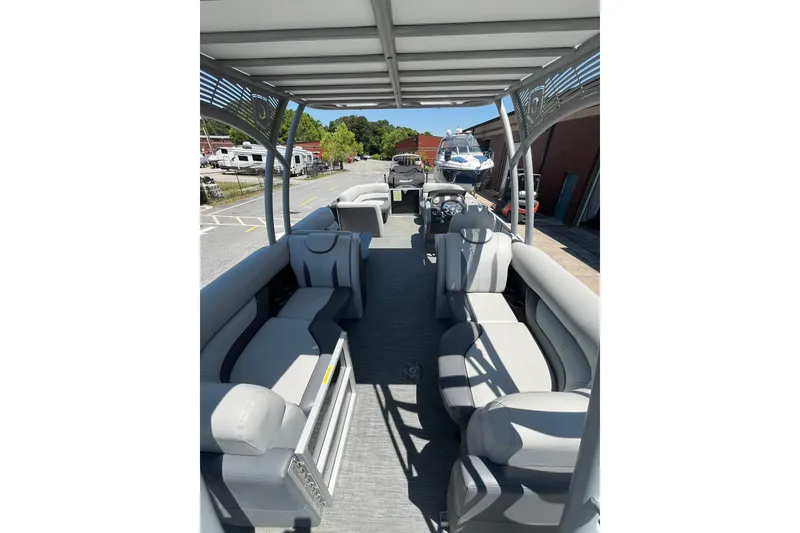 Slide: The Image of 2023 Godfrey Monaco 235 SD pontoon boat with spacious seating and modern design. - 7