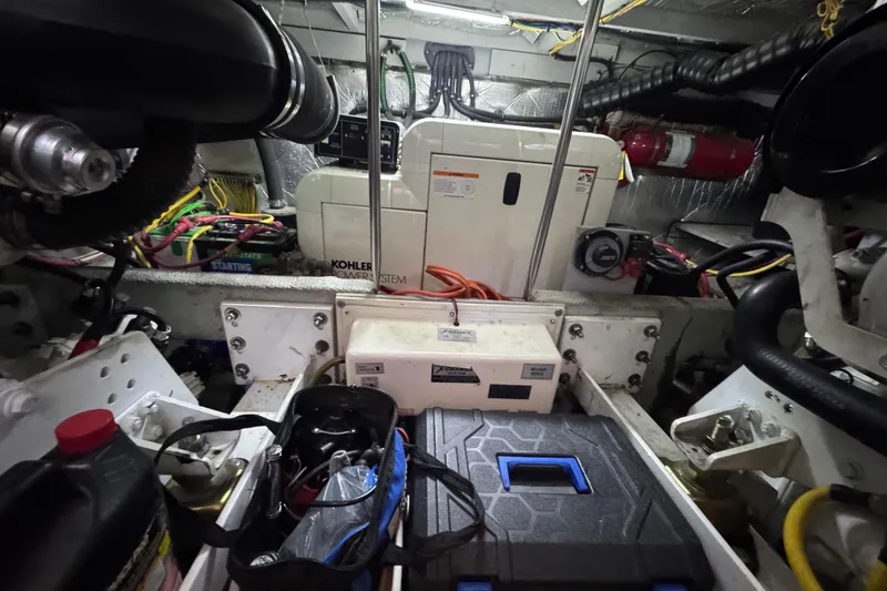 Slide: The Image of Engine room of a 2003 Silverton 410 Sport Bridge with Kohler power system. - 43