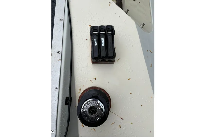 Slide: The Image of Deck of 1987 Ericson 28/2 sailboat with winch and control panel. - 13