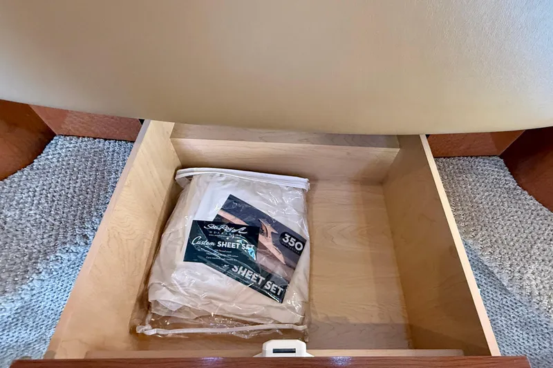 Slide: The Image of Open drawer with Sea Ray Sundancer 350 custom sheet set, 2009 model. - 22