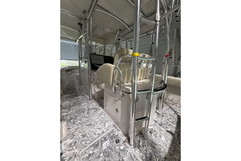 Slide: The Image of 2008 Jupiter 34 FS boat interior with sleek design and modern equipment. - 25