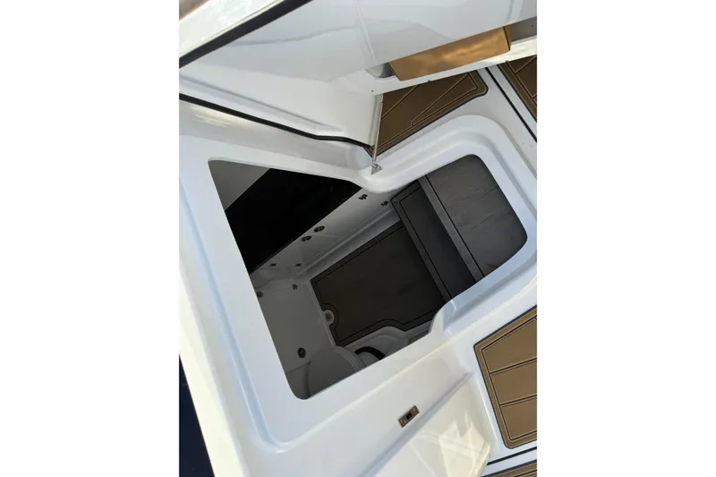 Slide: The Image of Interior view of 2026 Monterey Elite 30 OB boat, showcasing sleek design and spacious layout. - 24