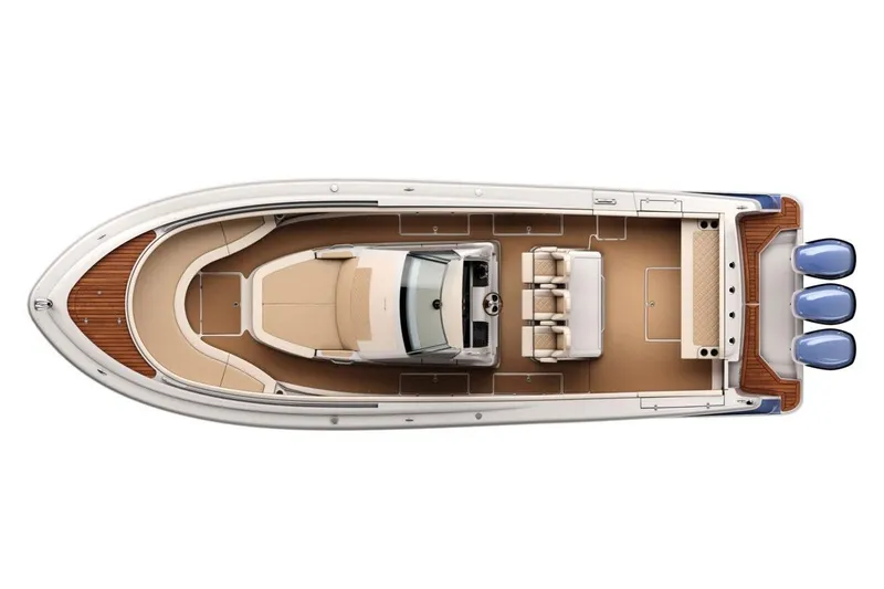 Slide: The Image of Manufacturer Provided Image: 2016 Chris-Craft Catalina 34 boat, top view, triple outboard engines. - 6