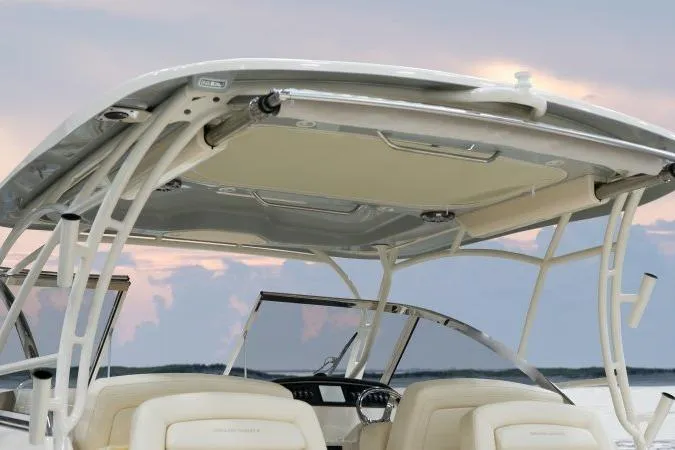 Slide: The Image of 2027 Grady-White Freedom 307 boat interior with sleek design and modern features. - 8