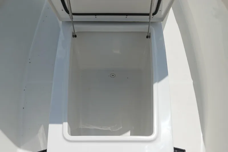 Slide: The Image of 2022 Sea Hunt Gamefish 27 Coffin Box, open storage compartment view. - 27