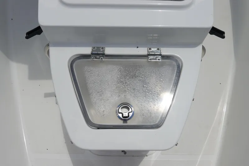 Slide: The Image of 2022 Sea Hunt Gamefish 27 Coffin Box with stainless steel latch and condensation. - 29