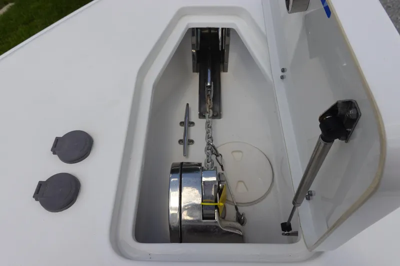 Slide: The Image of Anchor storage compartment on 2022 Sea Hunt Gamefish 27 Coffin Box boat. - 33