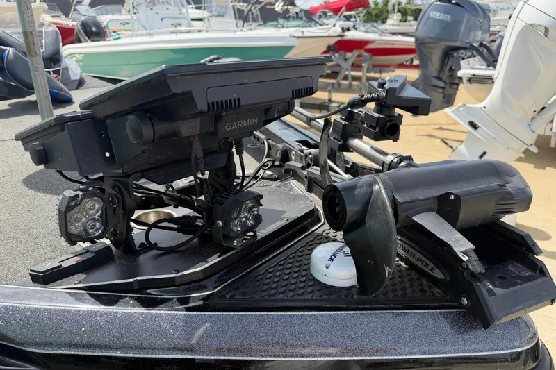 Slide: The Image of 2022 Ranger Z520R Cup-Equipped boat with Garmin electronics and motor, docked outdoors. - 108